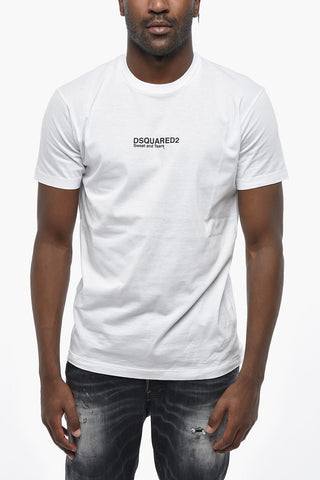 Crewneck T-Shirt COOL FIT Solid Color With Contrast Print