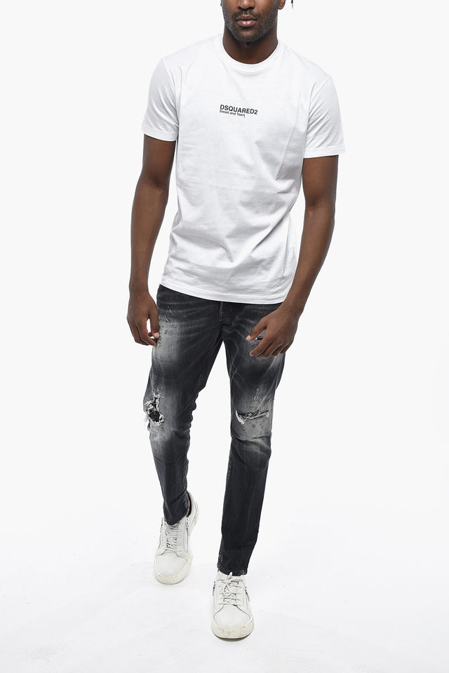 Dsquared2 – Crewneck T-Shirt COOL FIT Solid Color With Contrast Print ...