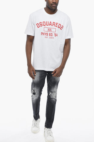 T-Shirt Girocollo COOL FIT in Jersey di Cotone con Logo Stampato