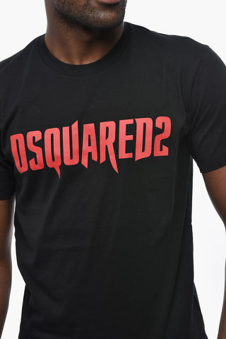T-shirt Girocollo in Cotone con Logo Frontale