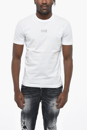 T-Shirt mit Rundhalsausschnitt aus Baumwolle mit geprägtem Monogramm