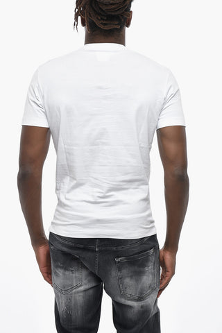 Crew Neck Cotton T-Shirt With Embossed Monogram