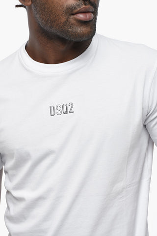 Crew Neck Cotton T-Shirt With Embossed Monogram