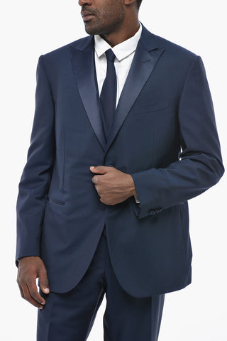CODE Mohair-Blend Three-Piece Suit with Peak Lapel