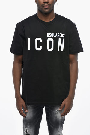 ICON T-Shirt Girocollo COOL FIT in Tinta Unita con Stampa a Contrasto