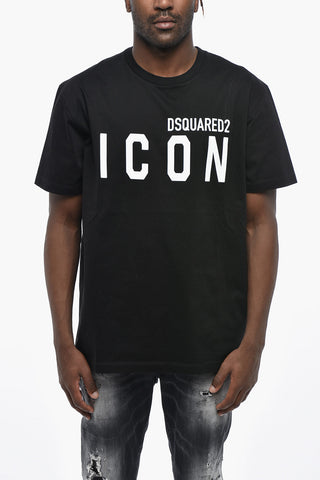 ICON Crewneck T-Shirt COOL FIT Solid Color with Contrast Print