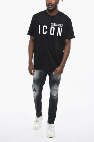 ICON Crewneck T-Shirt COOL FIT Solid Color with Contrast Print