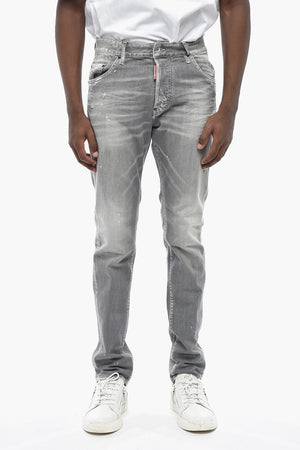 CATEN HEATED Jeans Effetto Vintage con Dettagli Painting 16cm 