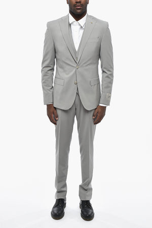 CC COLLECTION 3-Piece Stretch Wool Suit with Flap Pockets