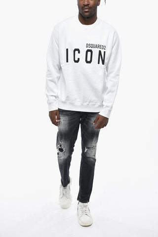 ICON Cotton Crewneck Sweatshirt with Logo Print