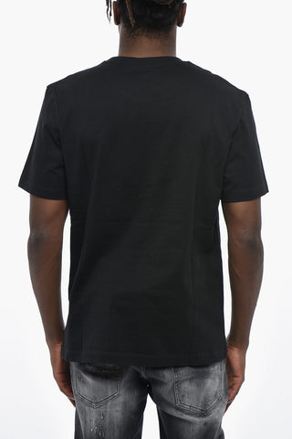 Crew Neck Cotton T-Shirt With Embossed Logo