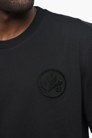 Crew Neck Cotton T-Shirt With Embossed Logo