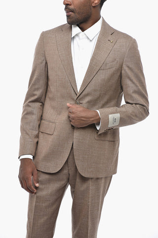 CC COLLECTION Silk-Linen Blend Suit with Flap Pockets