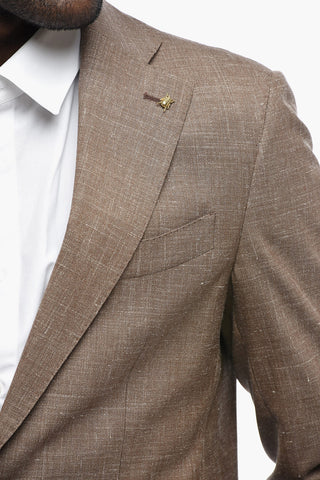CC COLLECTION Silk-Linen Blend Suit with Flap Pockets