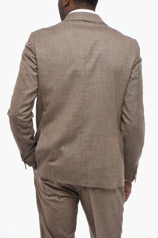 CC COLLECTION Silk-Linen Blend Suit with Flap Pockets