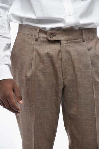 CC COLLECTION Silk-Linen Blend Suit with Flap Pockets