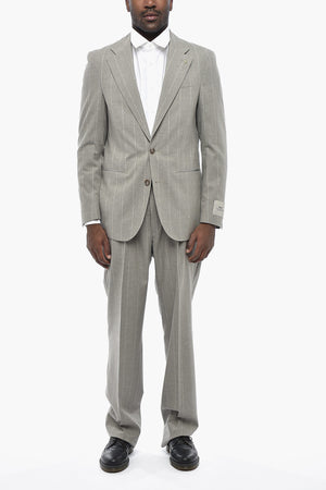 CC COLLECTION Pinstriped Cotton-Blend Suit
