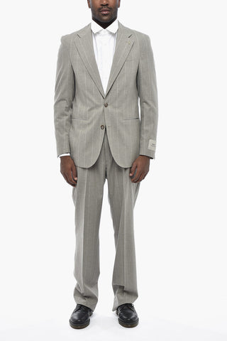 CC COLLECTION Pinstriped Cotton-Blend Suit