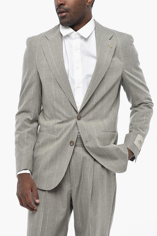 CC COLLECTION Pinstriped Cotton-Blend Suit