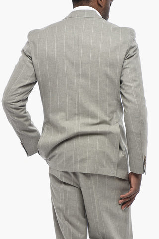 CC COLLECTION Pinstriped Cotton-Blend Suit