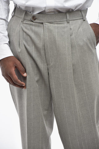 CC COLLECTION Pinstriped Cotton-Blend Suit