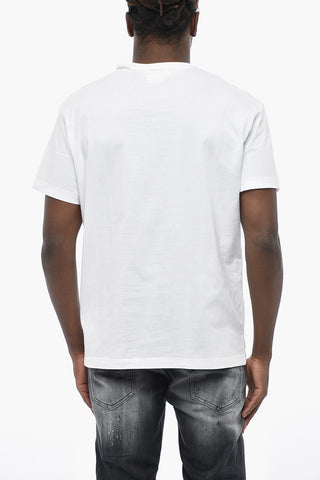 T-shirt Girocollo in Cotone con Targhetta Logo