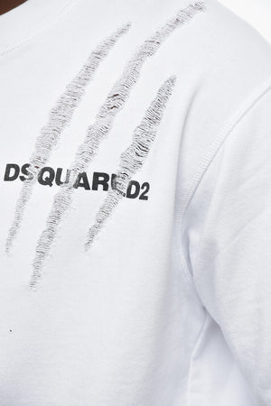Rundhals-Sweatshirt Aus Gebürsteter Baumwolle Mit Distressed-Detail