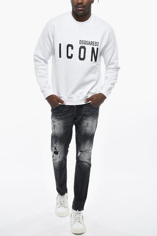 ICON Cotton Crewneck Sweatshirt with Logo Print