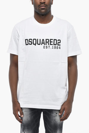 T-shirt Girocollo in Cotone con Logo a Contrasto