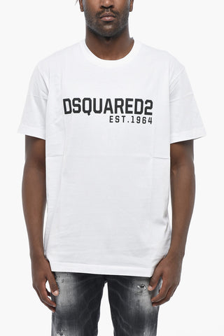 T-shirt Girocollo in Cotone con Logo a Contrasto