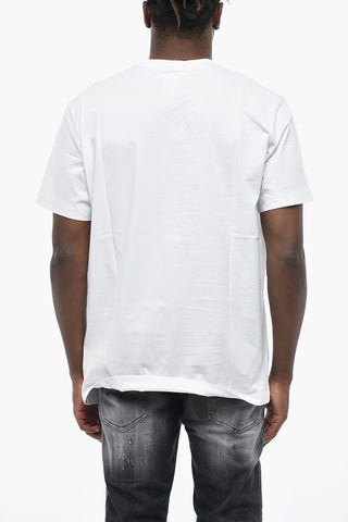 T-shirt Girocollo in Cotone con Logo a Contrasto
