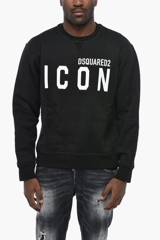 ICON 크루넥 스웨트셔츠 면 기모 대비 프린트