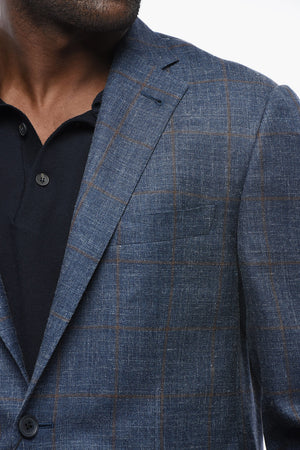 Semi-Lined Blazer GATE with Windowpane Pattern