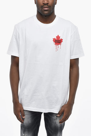 라운드넥 티셔츠 COOL FIT 순면 Horror Maple Leaf 프린트