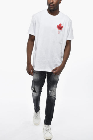 라운드넥 티셔츠 COOL FIT 순면 Horror Maple Leaf 프린트