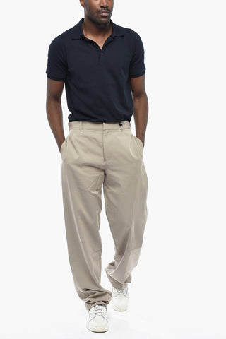 PARLEY Solid Cotton-Blend Trousers with Belt Loops
