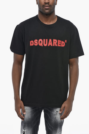 T-shirt Girocollo in Cotone con Stampa Frontale