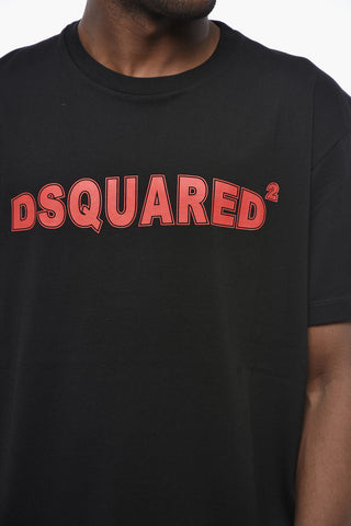 Cotton Crewneck T-Shirt with Front Print