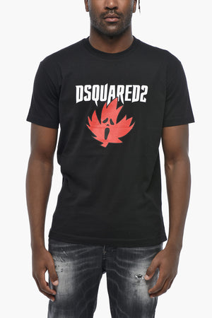 T-shirt Girocollo in Cotone con Logo Frontale
