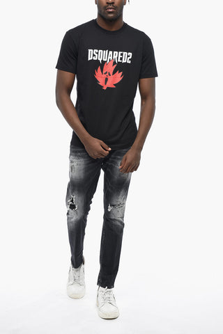 T-shirt Girocollo in Cotone con Logo Frontale