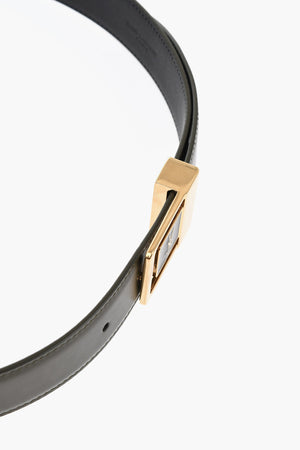 Leather Belt With 30mm Logo Buckle