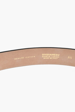뱀무늬 가죽 벨트 로고 버클 35mm