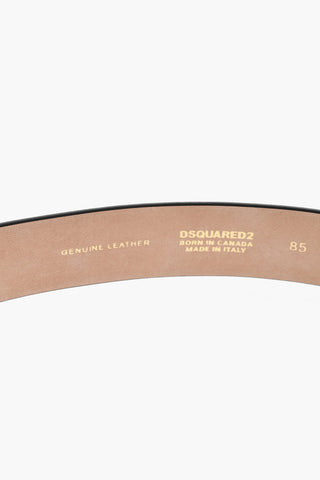 Snake-Effect Leather Belt with Logo Buckle 35mm