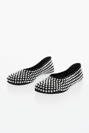 ICON Ballerine in Seta con Gioielli All-Over e Inetrno in Pelle