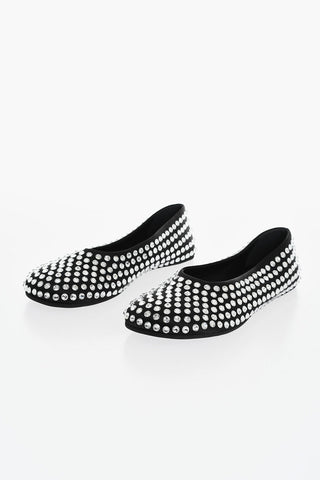 ICON Ballerine in Seta con Gioielli All-Over e Inetrno in Pelle
