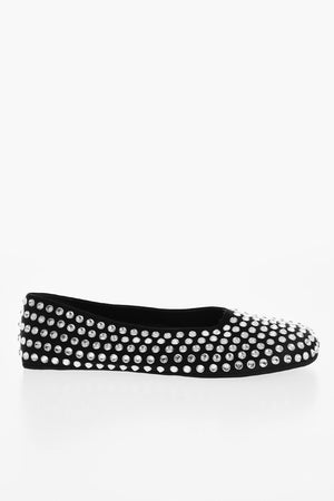 ICON Ballerine in Seta con Gioielli All-Over e Inetrno in Pelle