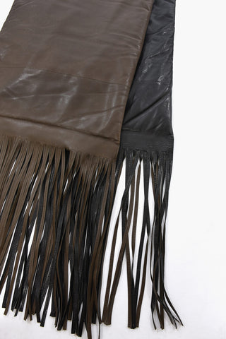 Two-Tone Lambskin Scarf with Fringes