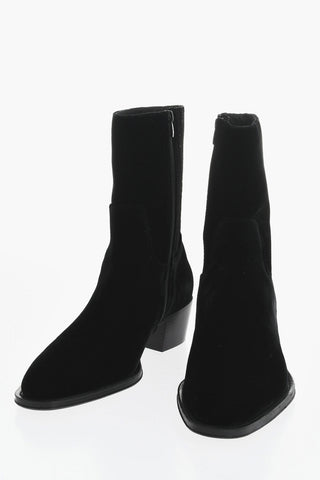 Velour Ankle Boots CITY NIGHTS with Side Zip, 5.5 cm Heel