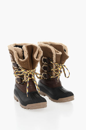 Leather and Suede Snow Boots WOOD LOVER with Contrast Laces