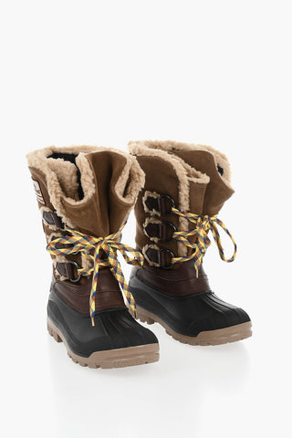 Stivali da Neve WOOD LOVER in Pelle e Suede con Lacci a Contrasto